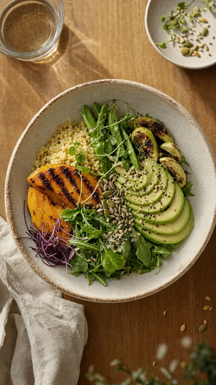 A grain bowl with vegetables